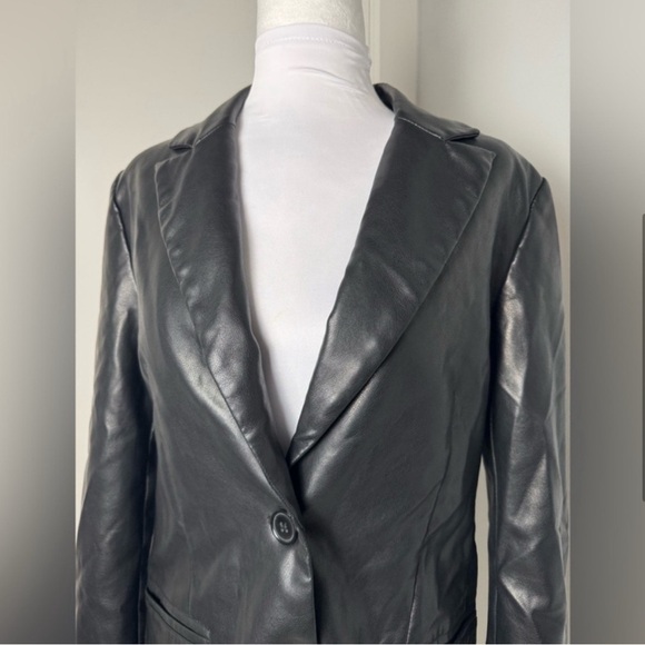 Rebecca Minkoff Black Lambskin Leather Blazer/Size Small - Picture 4 of 10